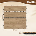 WPC-Terrassenfliesen in Holzoptik, 30 x 30 cm, WPC-Bodenfliesen, Terrassen- und Balkonfliesen mit Klicksystem und Entwässerungsfunktion, wasserfest und rutschfest, Teakholzfarben/Rotbraun/Dunkelgrau, 1–5 m²
