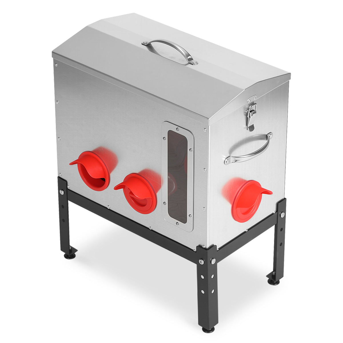 Automatischer Hühnerfutterbehälter mit 18 kg Fassungsvermögen, 6 Futterauslässen, aus verzinktem Metall