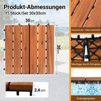 Holz-Mosaikplatten aus Robinienholz, 30 x 30 cm – Balkonfliesen, Gartenfliesen, geeignet für Garten, Terrassen und Balkone