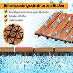 Holz-Mosaikplatten aus Robinienholz, 30 x 30 cm – Balkonfliesen, Gartenfliesen, geeignet für Garten, Terrassen und Balkone
