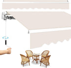 Gelenkarm-Markise, 350 x 250 cm, manuell ausfahrbare Markise, Neigung bis zu 30 Grad einstellbar, schützt vor Sonne und Regen, inklusive Wandhalterung, beige
