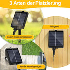 30/50/80/100 Meter lange Solar-Lichterkette für den Außenbereich, 300/500/800/1000 LED-Lämpchen, warmweißes Licht, USB-Aufladung und Solarstromversorgung, 8 Beleuchtungsmodi und Timer-Funktion, Schutzklasse IP44
