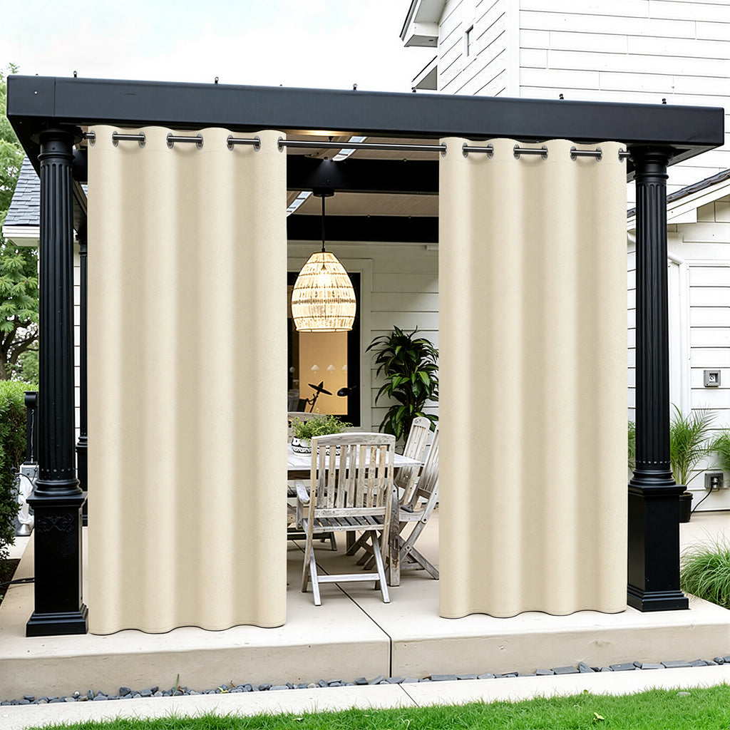 Outdoor Vorhang Wetterfest mit Ösen Sonnenschutz Wasserdicht Thermovorhang Panel,Cremefarben