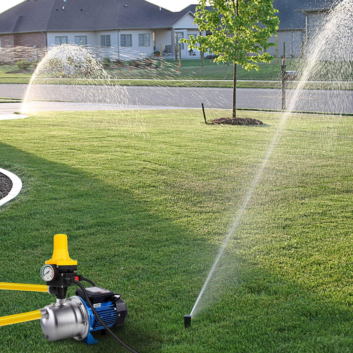 Pumpensteuerung mit Manometeranzeige, Druckwächter, 10 bar, elektronischer Druckschalter für Hauswasserversorgungsanlagen und Gartenpumpen