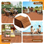 Holz-Mosaikplatten aus Robinienholz, 30 x 30 cm – Balkonfliesen, Gartenfliesen, geeignet für Garten, Terrassen und Balkone