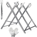 Sägebock, Sägebock aus Holz, Sägehilfsmittel, zusammenklappbar, 3 Stützen, verzinkter Sägebock mit Kettensägenhalterung, Sägebock, maximale Tragkraft 150 kg, geeignet für Sägewerke und Werkstätten