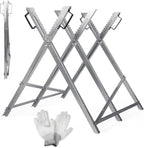 Sägebock, Sägebock aus Holz, Sägehilfsmittel, zusammenklappbar, 3 Stützen, verzinkter Sägebock mit Kettensägenhalterung, Sägebock, maximale Tragkraft 150 kg, geeignet für Sägewerke und Werkstätten