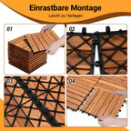 Holz-Mosaikplatten aus Robinienholz, 30 x 30 cm – Balkonfliesen, Gartenfliesen, geeignet für Garten, Terrassen und Balkone