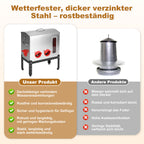 Automatischer Hühnerfutterbehälter mit 18 kg Fassungsvermögen, 6 Futterauslässen, aus verzinktem Metall