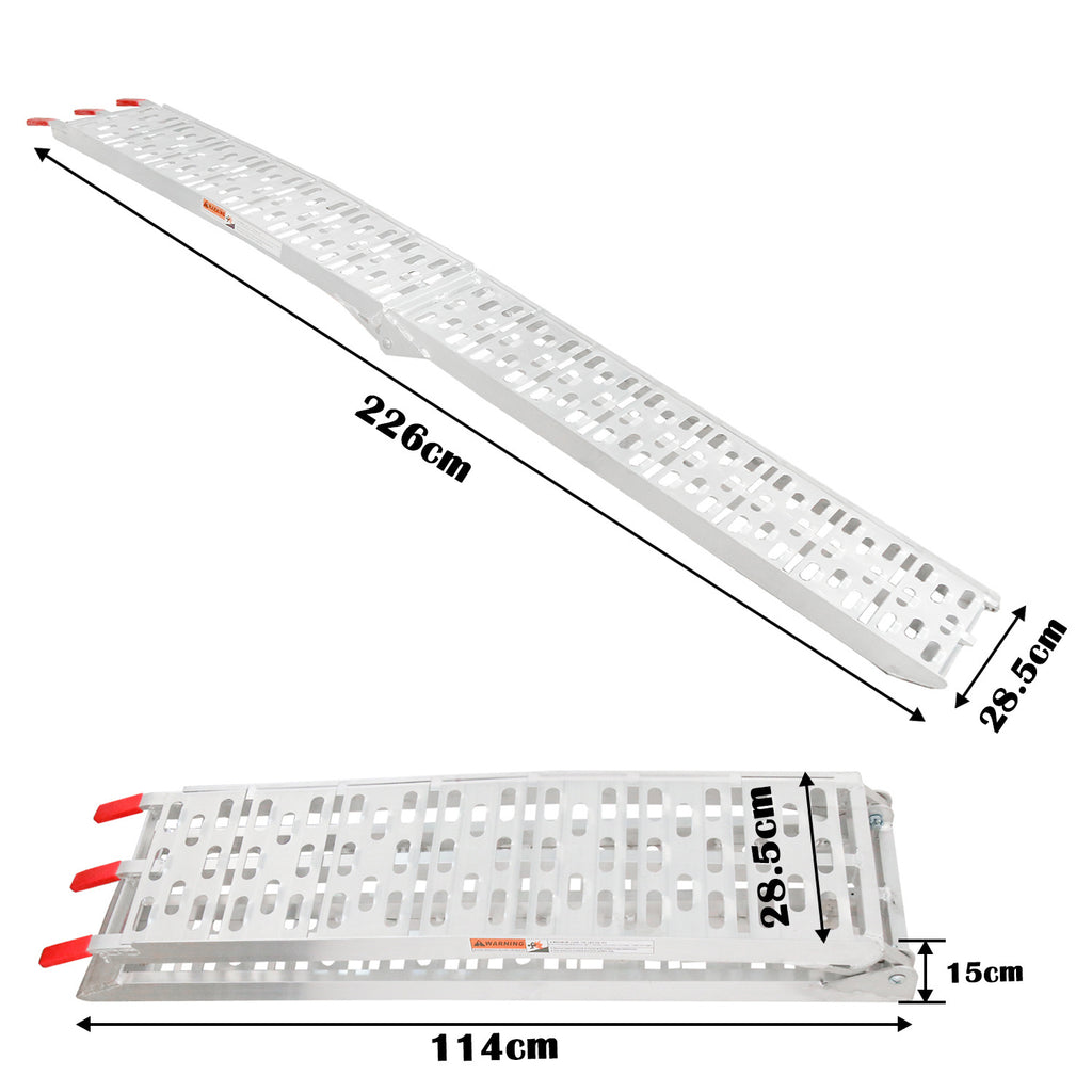 1/2x Laderampe, klappbare Laderampe für bis zu 680 kg, rutschfeste Laderampen, Aluminium-Zugangsrampe, für Autos, Anhänger, Motorräder, Fahrräder, Quads, PKWs