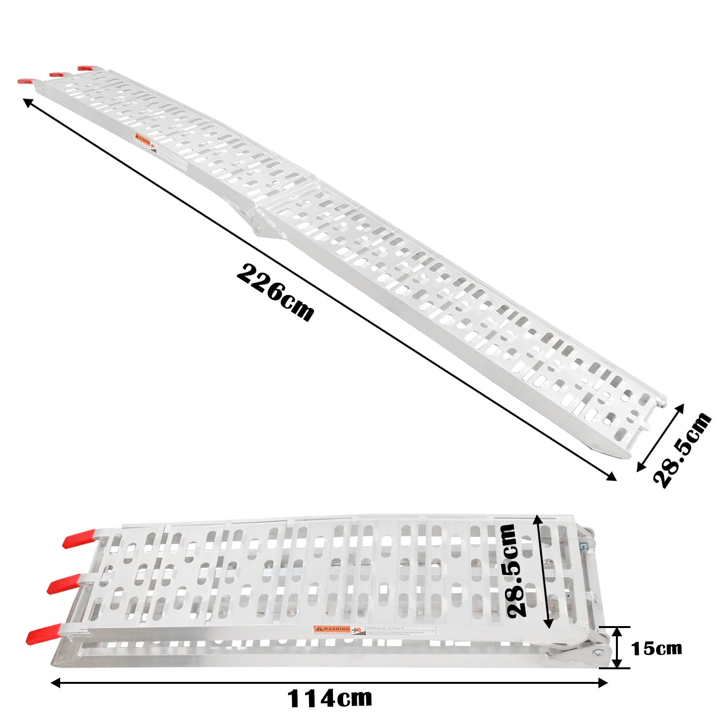 1/2x Laderampe, klappbare Laderampe für bis zu 680 kg, rutschfeste Laderampen, Aluminium-Zugangsrampe, für Autos, Anhänger, Motorräder, Fahrräder, Quads, PKWs
