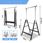 Arbeitsständer, 2er-Set, höhenverstellbar, 7 Stufen (80–130 cm), Gerüstständer, Tragkraft 400 kg pro Paar, klappbare Ständer für Haushalt, Werkstatt und Garten, schwarz