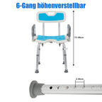 Duschhocker für Senioren mit Rückenlehne und Armlehne, höhenverstellbar, bis 136 kg belastbar Duschstuhl Duschsitz Badhocker Modern Badezimmerhocker