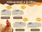 6–24 Quadratmeter große kuppelförmige Hühnerställe für den Außenbereich, Hühnerställe aus verzinktem Stahl, mit Tür und Riegel, Geflügelställe für Hühner, Kaninchen, Gänse, Tauben und Wachteln, Metallzäune