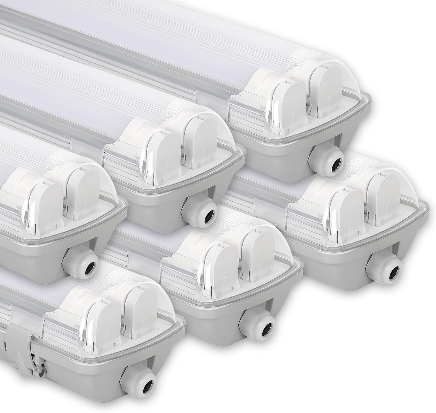 24W Feuchtraumleuchte LED 150cm, Wannenleuchte T8-Doppelleuchte 4000K 4080lm, 50000H, IP65 Werkstattlampe Badlampe Leuchtstoff Röhren Garagenlampen, Bürodeckenleuchte