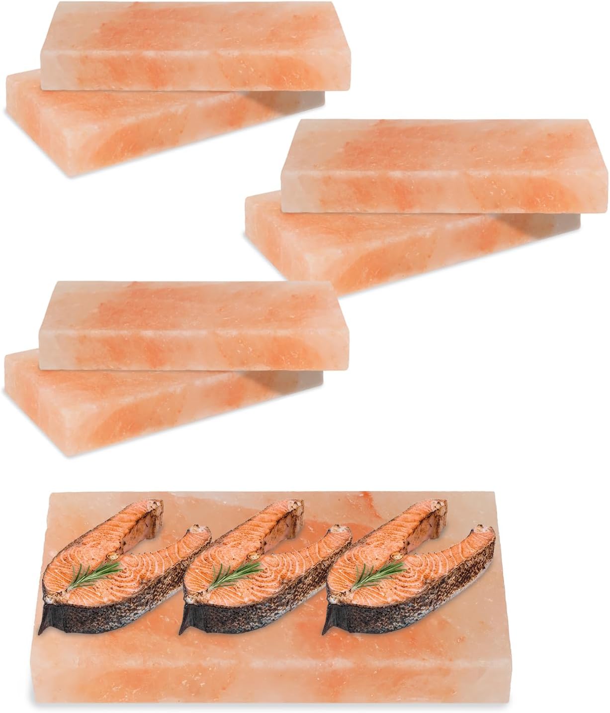 2/4/6/8 set L Salzstein zum Grillen, 20x10x2,5cm Salz Grillsteine, Original Kristallsalz, Wiederverwendbar Salzgrillstein, Salzplatte zum Grillen für BBQ