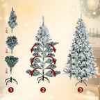 Künstlicher Weihnachtsbaum in den Größen 120/150/180/210 cm; 15 cm lange PVC-Zweige; künstliche Kiefer mit Schneelandschaft; inklusive Ständer, einfach aufzubauen, zerlegbar und verstaubar