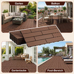 30 x 60 cm WPC-Terrassenfliesen , Klick-Verlegesystem, Teakholzfarben/Rotbraun/Dunkelgrau, 1–5 m² | WPC-Fliesen, Balkonfliesen, witterungsbeständige Platten mit Entwässerungsfunktion, einfache Verlegung, geeignet für Terrassen, Balkone und Gärten