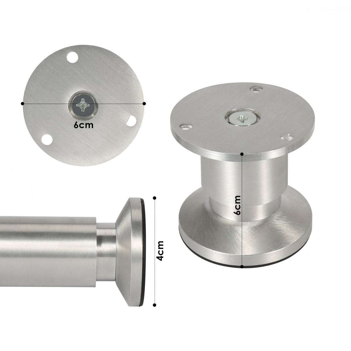Alulegierung Möbelfüsse 4 Stück, belastbar bis 200-300kg,silbrig Aluminium-Möbelfüße, 6–20 cm, silberne Metalloptik, für Sofa, Schrank, Kommode und DIY.