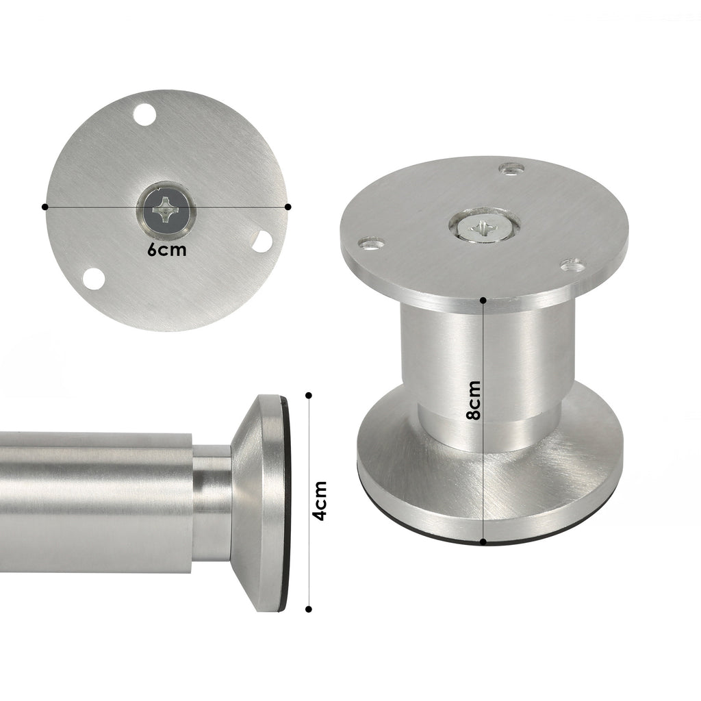 Alulegierung Möbelfüsse 4 Stück, belastbar bis 200-300kg,silbrig Aluminium-Möbelfüße, 6–20 cm, silberne Metalloptik, für Sofa, Schrank, Kommode und DIY.