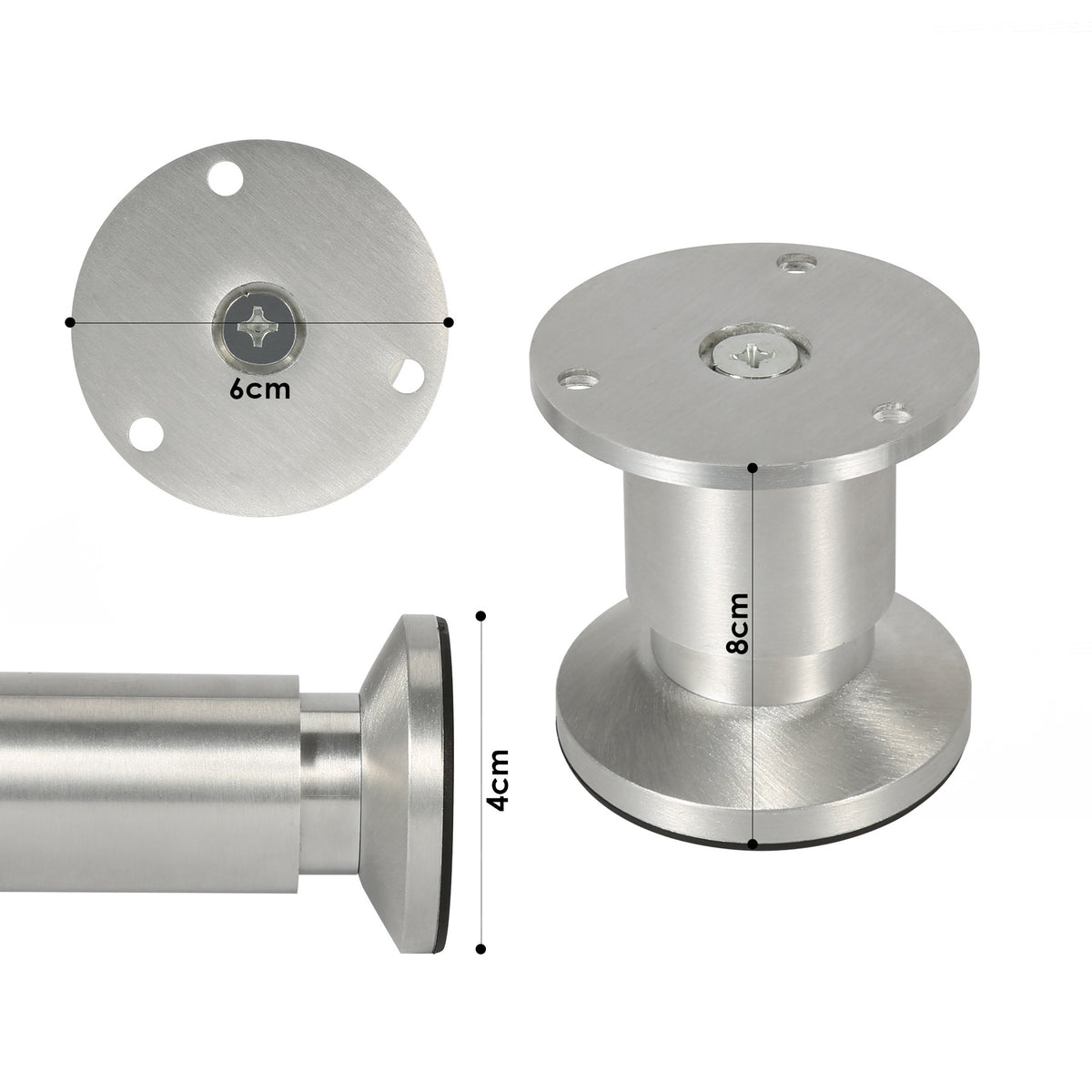 Alulegierung Möbelfüsse 4 Stück, belastbar bis 200-300kg,silbrig Aluminium-Möbelfüße, 6–20 cm, silberne Metalloptik, für Sofa, Schrank, Kommode und DIY.