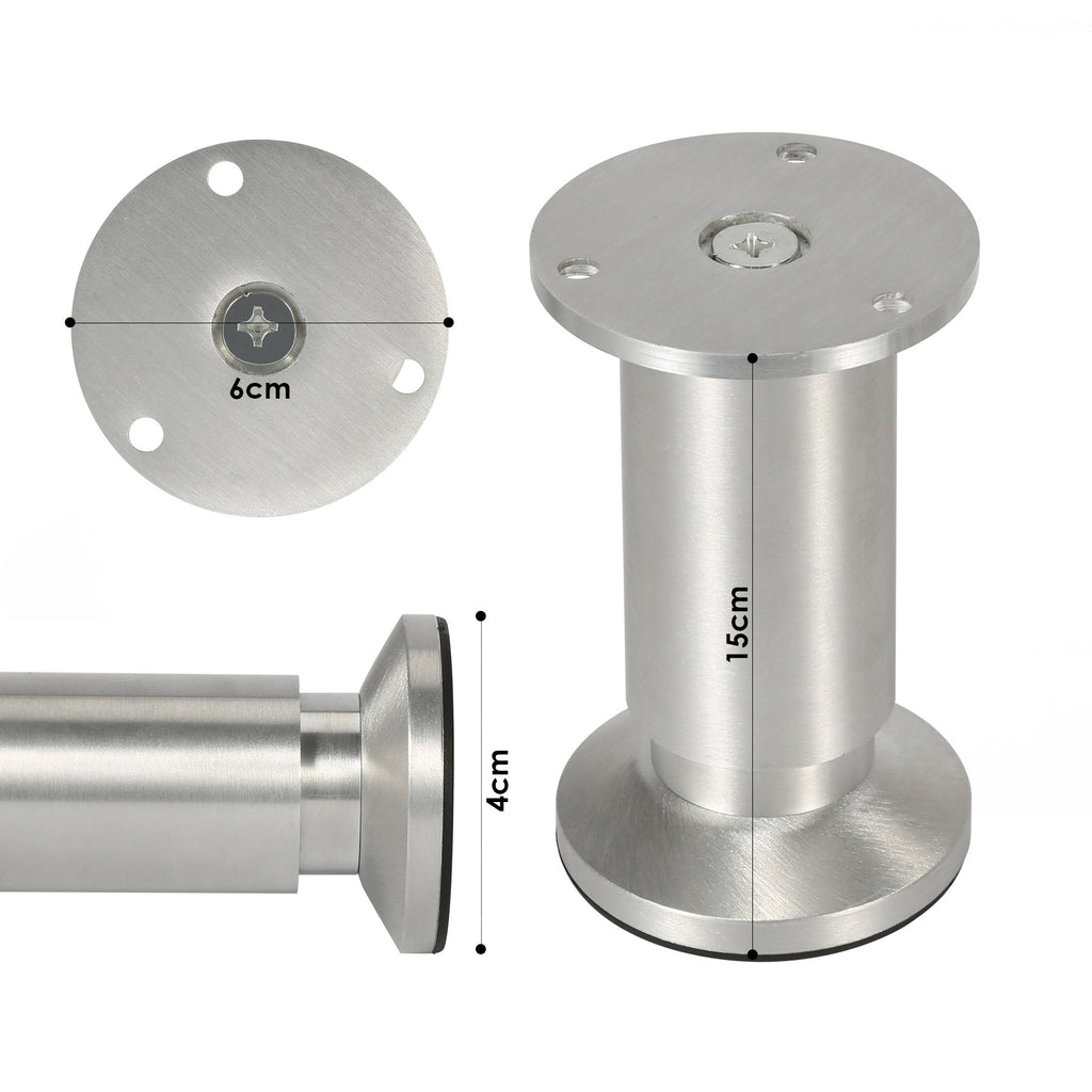 Alulegierung Möbelfüsse 4 Stück, belastbar bis 200-300kg,silbrig Aluminium-Möbelfüße, 6–20 cm, silberne Metalloptik, für Sofa, Schrank, Kommode und DIY.