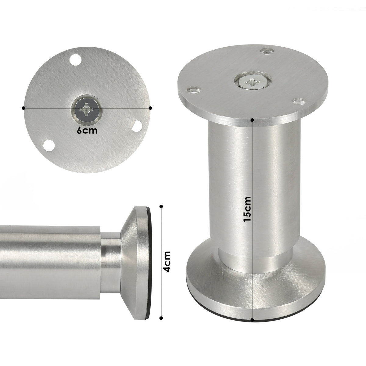 Alulegierung Möbelfüsse 4 Stück, belastbar bis 200-300kg,silbrig Aluminium-Möbelfüße, 6–20 cm, silberne Metalloptik, für Sofa, Schrank, Kommode und DIY.