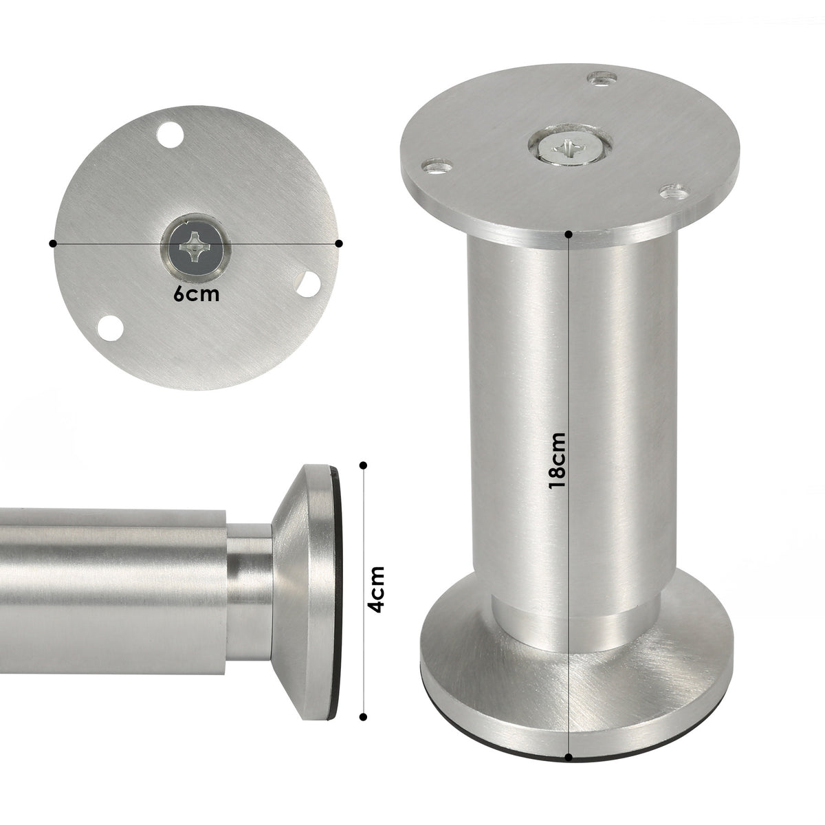 Alulegierung Möbelfüsse 4 Stück, belastbar bis 200-300kg,silbrig Aluminium-Möbelfüße, 6–20 cm, silberne Metalloptik, für Sofa, Schrank, Kommode und DIY.