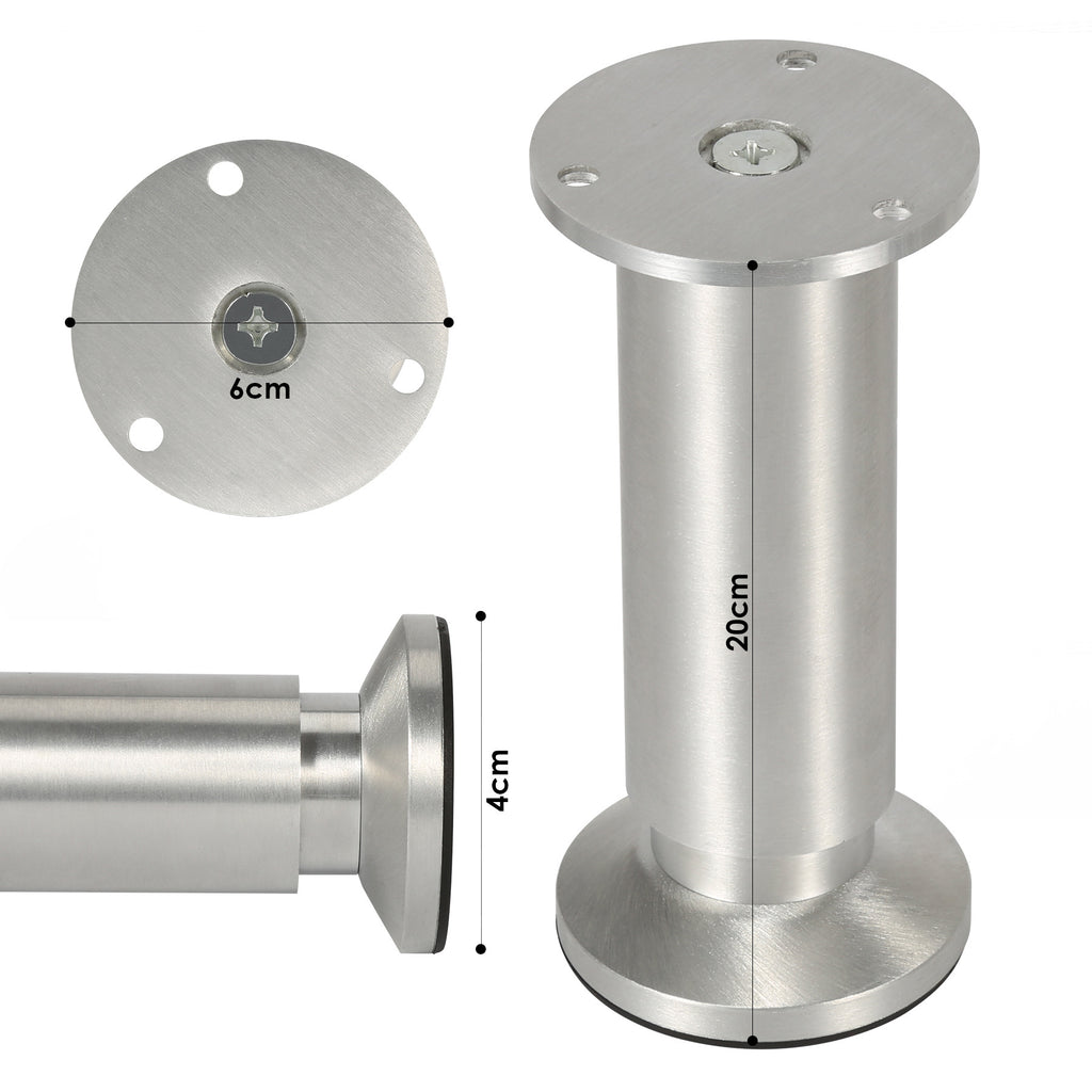 Alulegierung Möbelfüsse 4 Stück, belastbar bis 200-300kg,silbrig Aluminium-Möbelfüße, 6–20 cm, silberne Metalloptik, für Sofa, Schrank, Kommode und DIY.