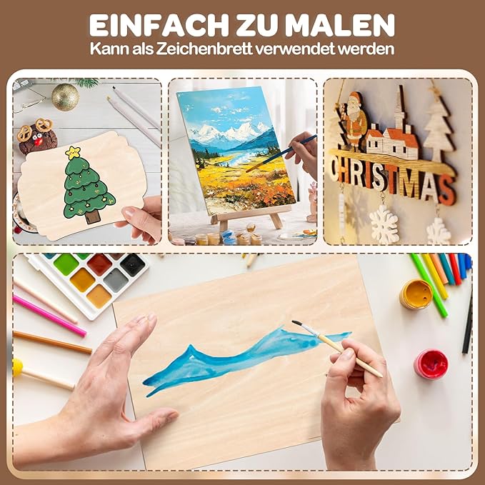 3 mm Sperrholz, 420 x 300 mm, Lindenholz, nach Craft Woods-Maßen zugeschnitten, Holz für den Modellbau, Laserschneiden, Lasergravur, Brandmalerei, Malerei, Heimwerken, Ölmalerei