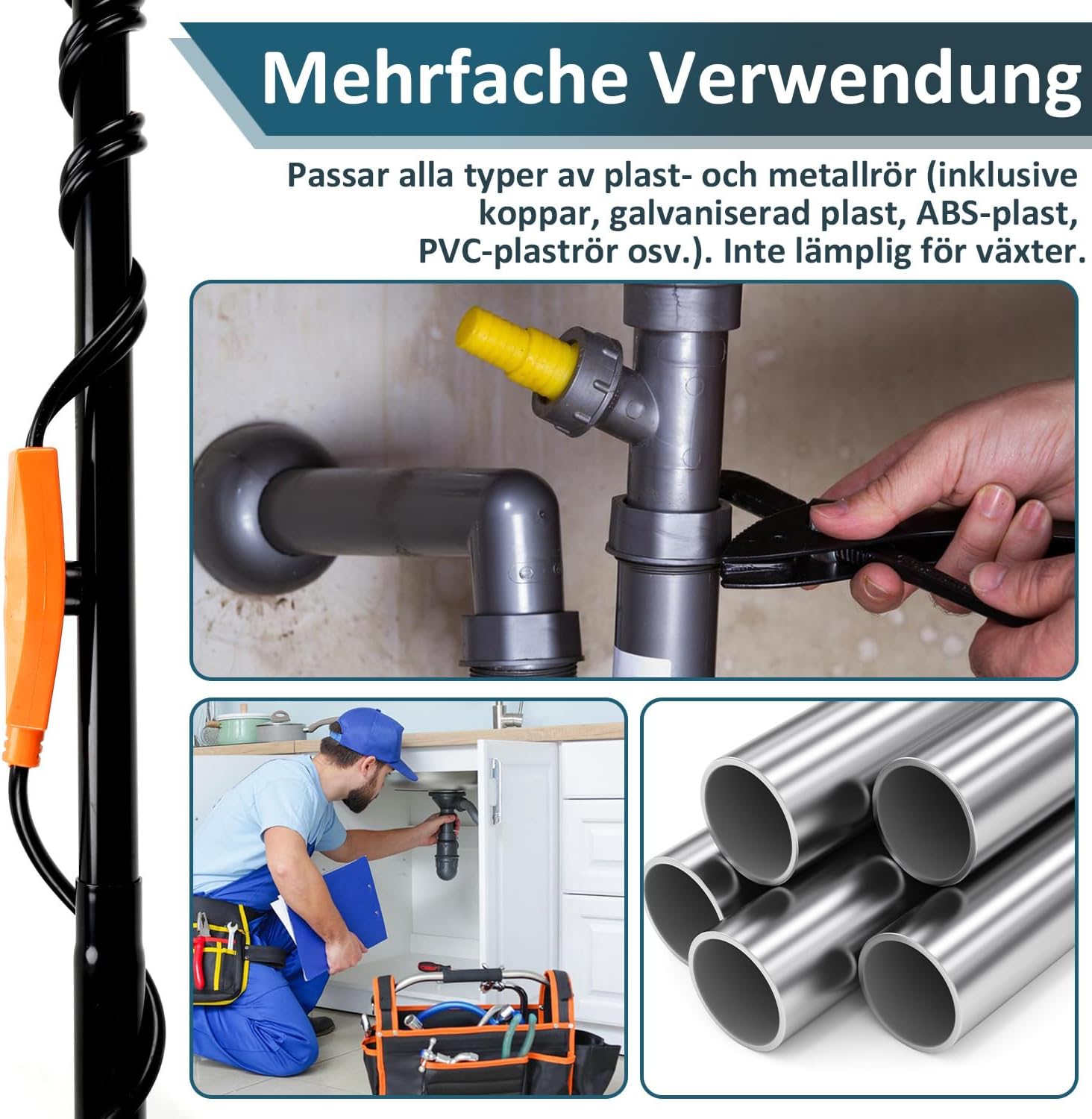 2-18 m Frostschutz-Heizkabel, Frostschutzkabel mit Thermostat, 32-288 W Heizkabel, Rohrbeheizung mit automatischem Schalter, Heizband für Wasserleitungen im Haus, in Schwimmbädern und in Teichen