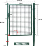 Gartentor 100x100cm/120x100cm/150x100cm Zauntor Gartentür aus verzinktem Stahl inkl. Griff Schloss und 3 Schlüssel Robust und Langlebig Hoftor für Stabmattenzau Pforte Einfahrtstür Grün