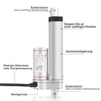 1500N Linearantrieb mit 50-400mm Hublänge, 12V DC Linearmotor für Möbel, Automatisierung & DIY-Projekte, Starker Verstellantrieb für Sofalift, Tischverstellung & mehr (50MM)