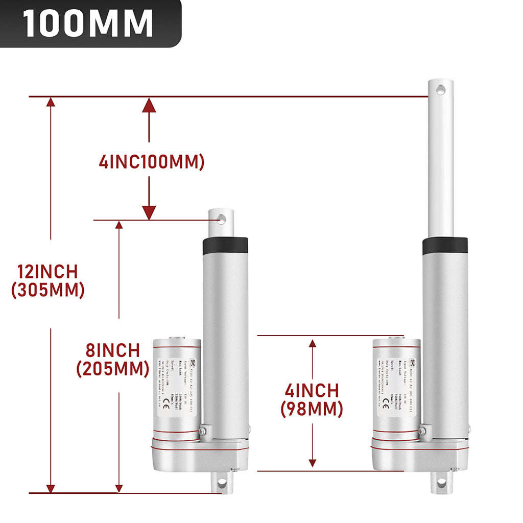 1500N Linearantrieb mit 50-400mm Hublänge, 12V DC Linearmotor für Möbel, Automatisierung & DIY-Projekte, Starker Verstellantrieb für Sofalift, Tischverstellung & mehr (50MM)
