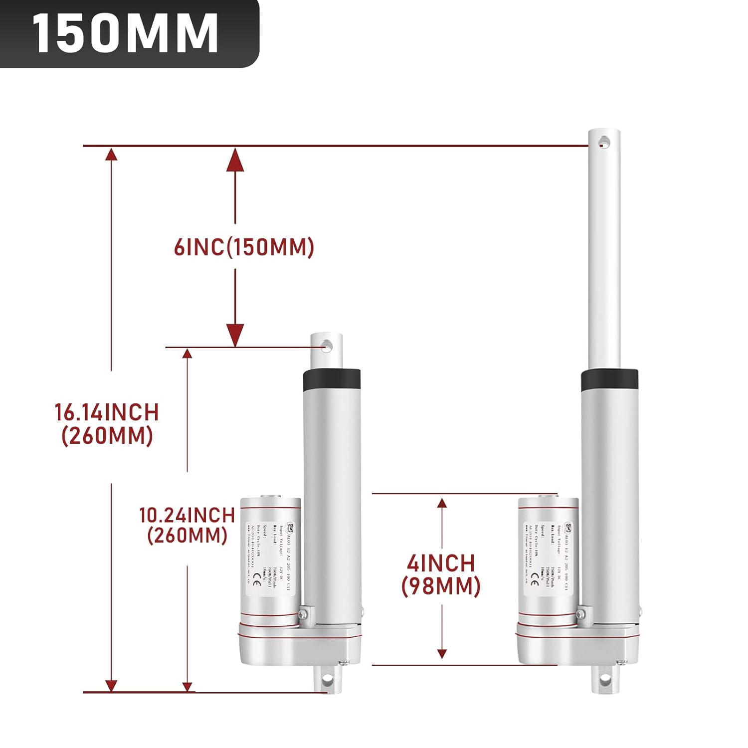 1500N Linearantrieb mit 50-400mm Hublänge, 12V DC Linearmotor für Möbel, Automatisierung & DIY-Projekte, Starker Verstellantrieb für Sofalift, Tischverstellung & mehr (50MM)