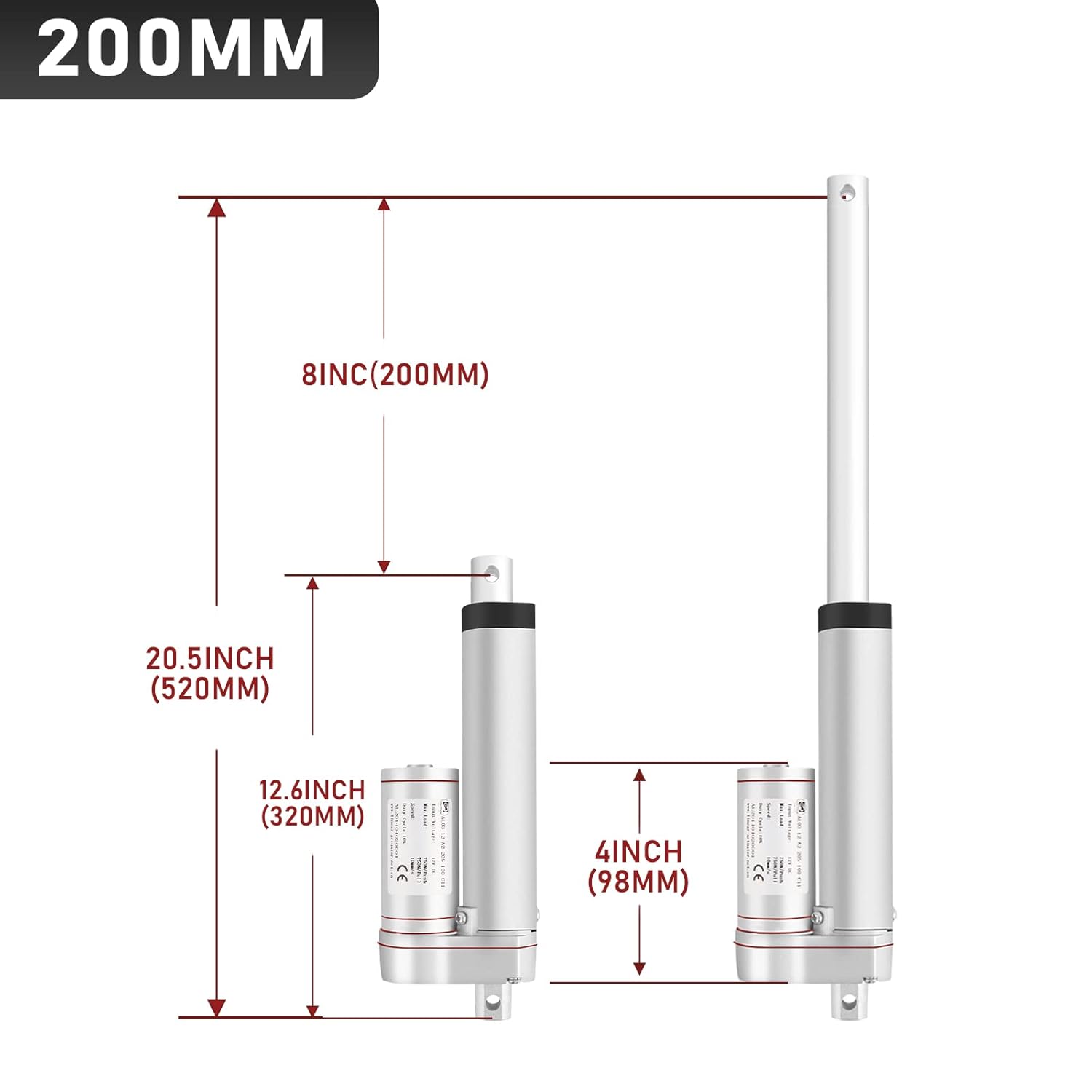1500N Linearantrieb mit 50-400mm Hublänge, 12V DC Linearmotor für Möbel, Automatisierung & DIY-Projekte, Starker Verstellantrieb für Sofalift, Tischverstellung & mehr (50MM)