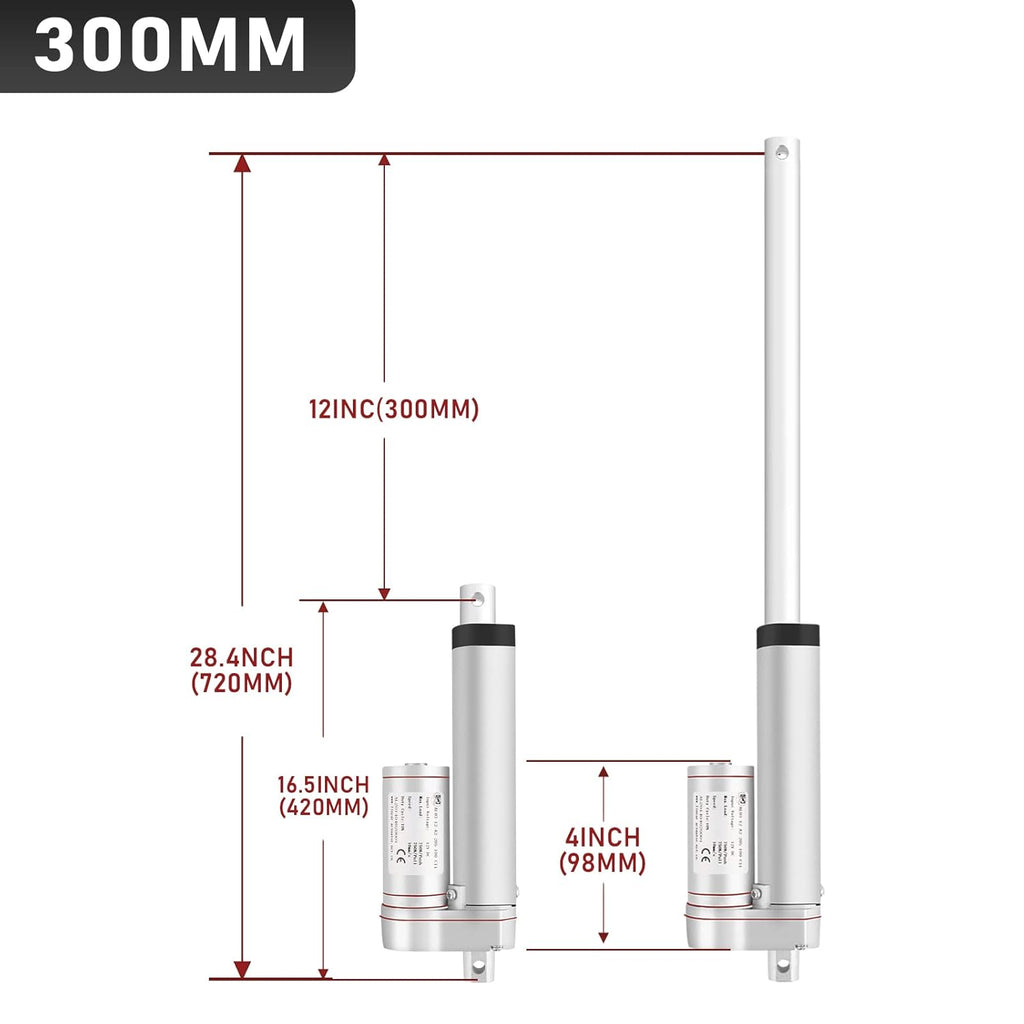 1500N Linearantrieb mit 50-400mm Hublänge, 12V DC Linearmotor für Möbel, Automatisierung & DIY-Projekte, Starker Verstellantrieb für Sofalift, Tischverstellung & mehr (50MM)