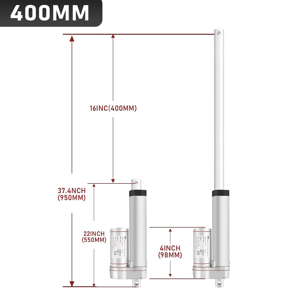 1500N Linearantrieb mit 50-400mm Hublänge, 12V DC Linearmotor für Möbel, Automatisierung & DIY-Projekte, Starker Verstellantrieb für Sofalift, Tischverstellung & mehr (50MM)