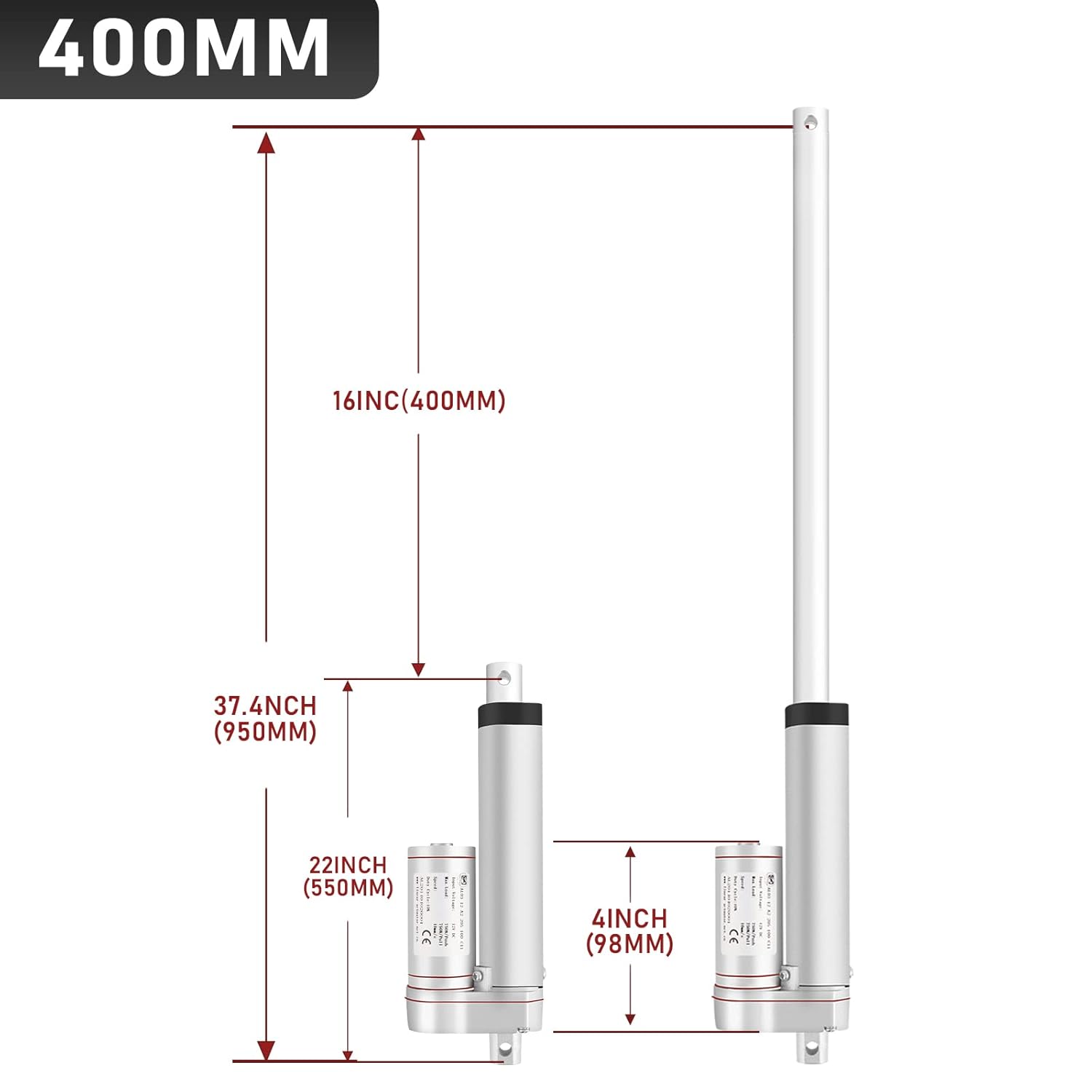 1500N Linearantrieb mit 50-400mm Hublänge, 12V DC Linearmotor für Möbel, Automatisierung & DIY-Projekte, Starker Verstellantrieb für Sofalift, Tischverstellung & mehr (50MM)