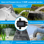 Pumpensteuerung, Druckschalter mit Kabel, 10 bar, mit Bar-Anzeige, der Druckschalter überwacht den Wasserdruck – automatisches Ein- und Ausschalten, Gartenhäuschen