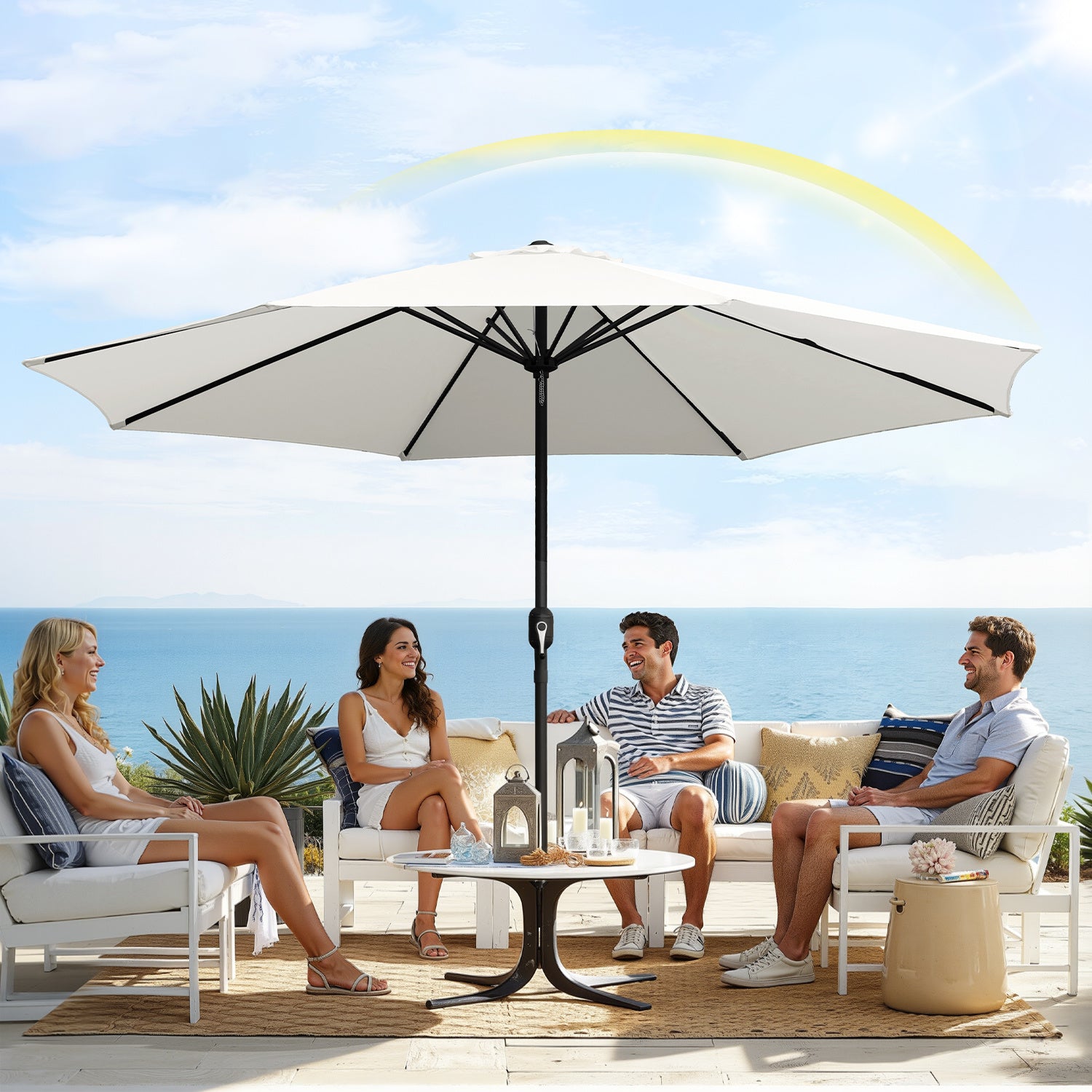 Sonnenschirm 350cm Groß UV-Schutz Gartenschirm Wasserabweisende Balkonschirm Ampelschirm ohne Ständer,Parasol mit Handkurbel Marktschirm für Balkon Garten Terrasse, Es stehen fünf Farben zur Auswahl