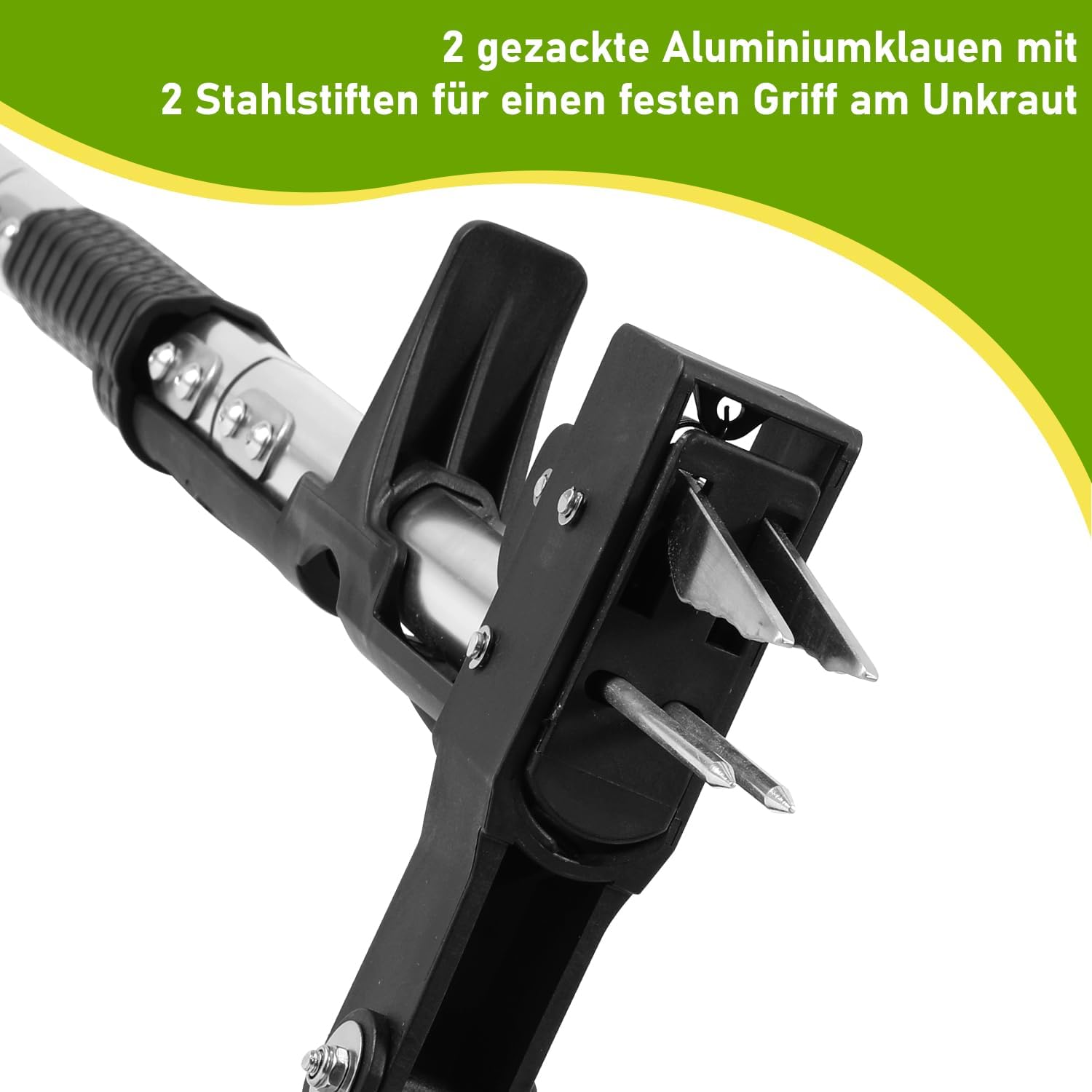 Unkrautstecher mit Griff, Unkrautspaten und Löwenzahnspaten – Unkrautbekämpfungswerkzeuge – Knöterichspaten – Löwenzahn-Unkrautstecher mit Fußpedal, hocheffizienter Unkrautstecher, schwarz