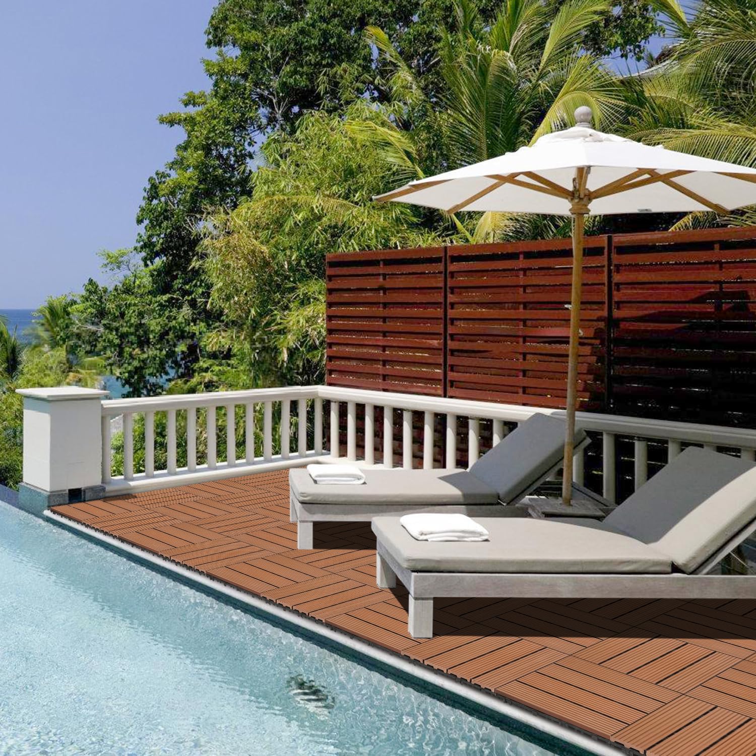 WPC-Terrassenfliesen 1 m²–5 m² – Außenfliesen, Bodenbelag, Klickfliesen, Terrasse, zum Selberverlegen, in vielen verschiedenen Designs und Farben erhältlich