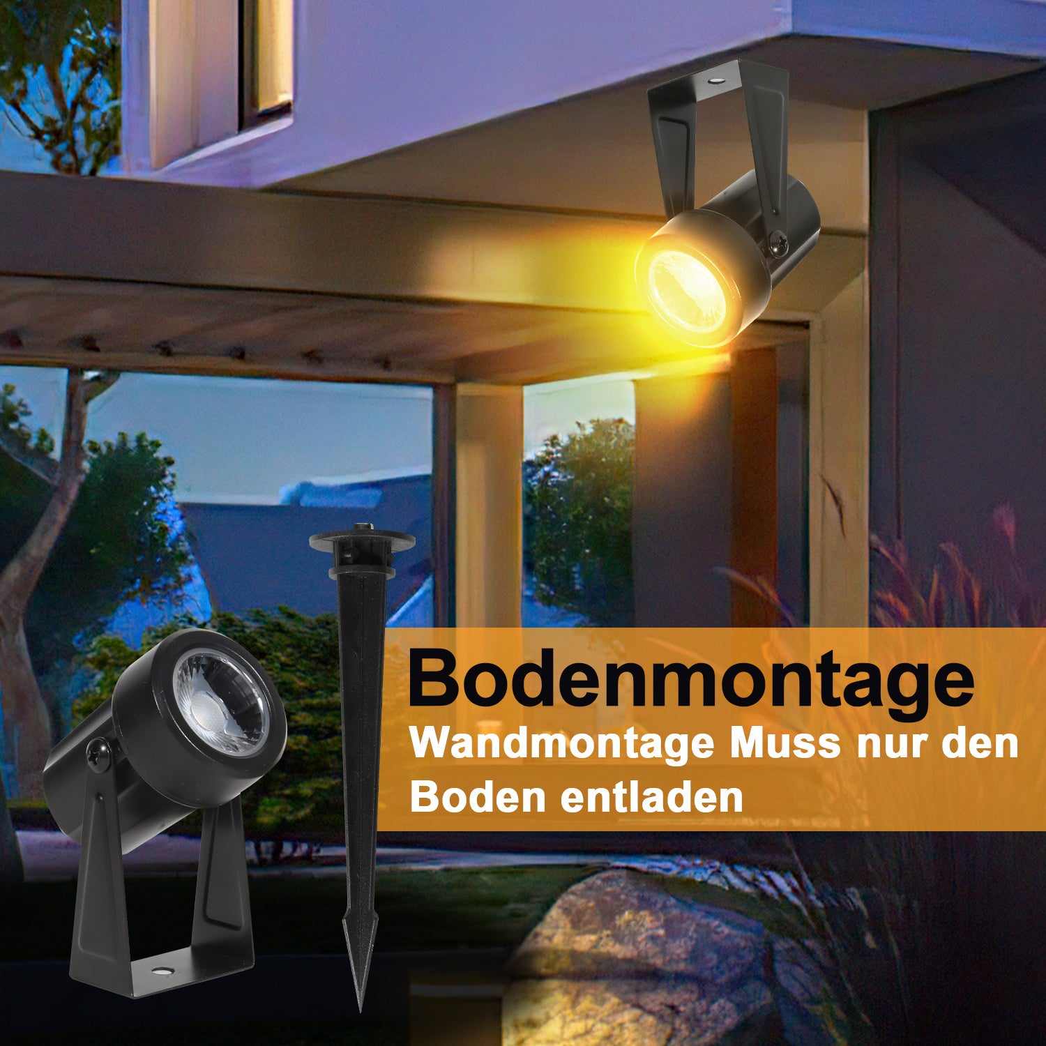 6er Set Gartenstrahler mit Erdspieß IP65 Außen Gartenspot Bodenstrahler Warmweiß