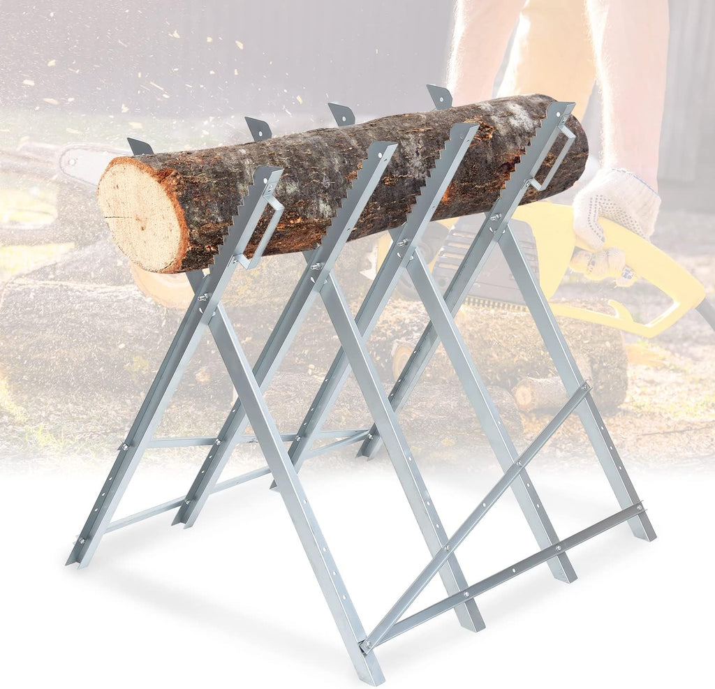 Sägeständer 81 x 80 x 80 cm, maximale Tragkraft 150 kg, Sägeständer aus Holz, verzinkt, klappbar, geeignet für Kettensägen oder Handsägen