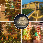 10/20/30 Meter lange Solar-Lichterkette mit 100 LEDs, bunt, für den Außenbereich geeignet – wasserdichtes Design, 8 Leuchtmodi, ideal für Festtagsdekorationen und Partys im Freien, wahlweise in den Farben Regenbogen, Warmweiß und Kaltweiß