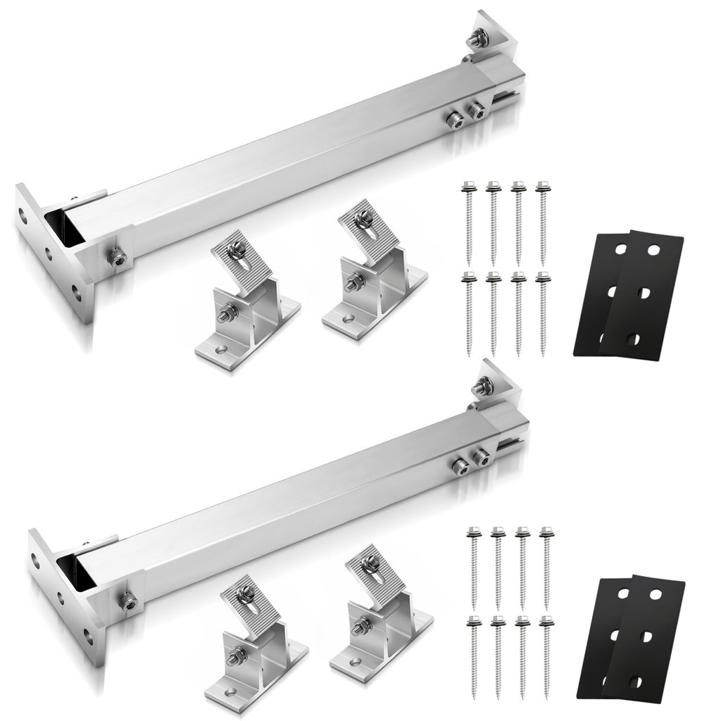 2 Set PV Modul Halterung Solarpanel Aufständerung Flachdach 0-60° Silber Set