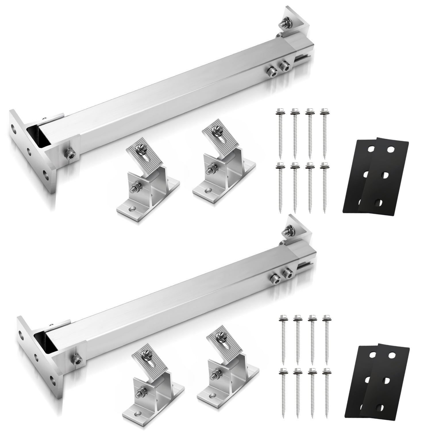 2 Set PV Modul Halterung Solarpanel Aufständerung Flachdach 0-60° Silber Set