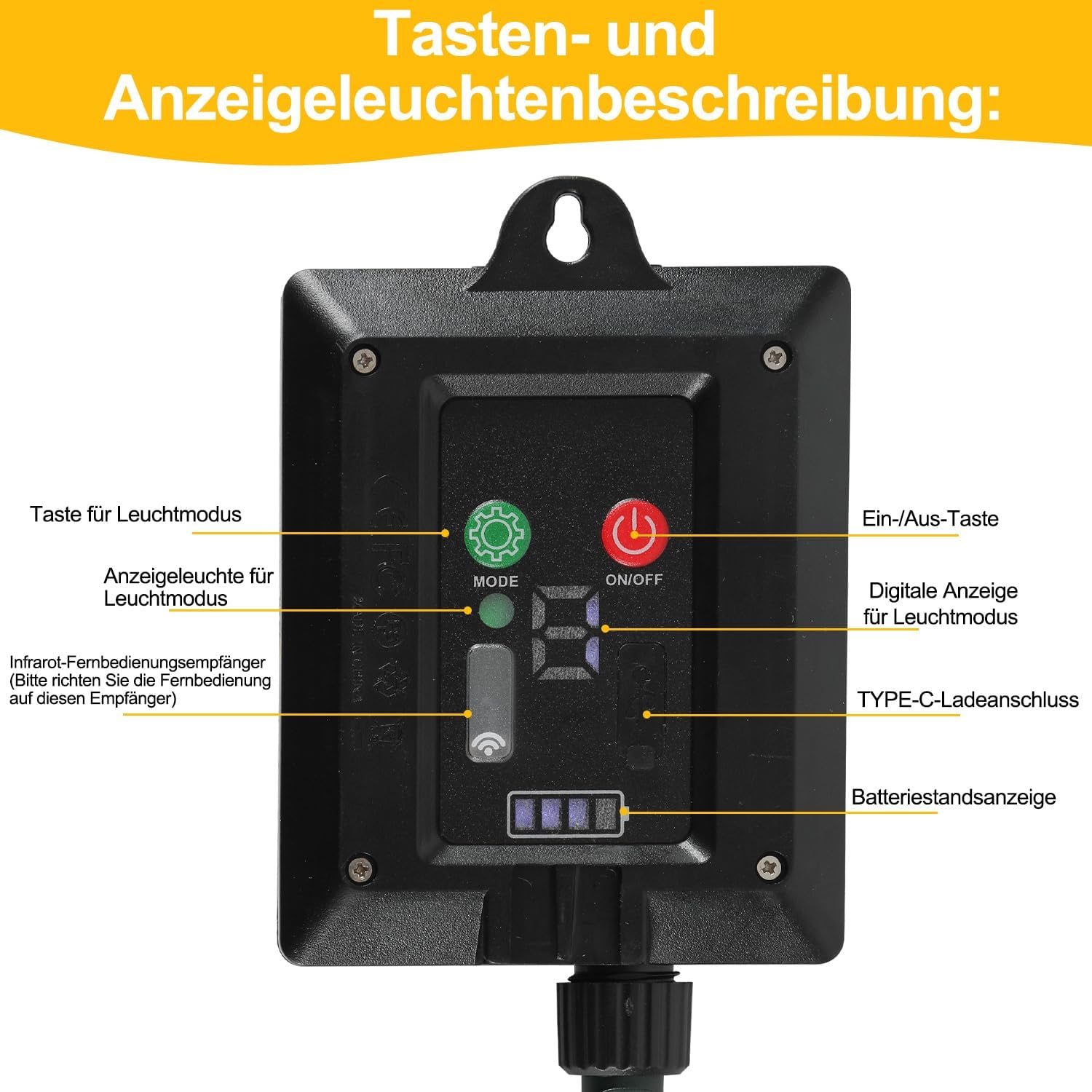 30/50/80/100 Meter lange Solar-Lichterkette für den Außenbereich, 300/500/800/1000 LED-Lämpchen, warmweißes Licht, USB-Aufladung und Solarstromversorgung, 8 Beleuchtungsmodi und Timer-Funktion, Schutzklasse IP44