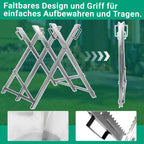Sägebock, Sägebock aus Holz, Sägehilfsmittel, zusammenklappbar, 3 Stützen, verzinkter Sägebock mit Kettensägenhalterung, Sägebock, maximale Tragkraft 150 kg, geeignet für Sägewerke und Werkstätten